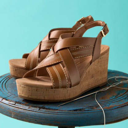 Clarks Women Sabina Sling Tan Leather