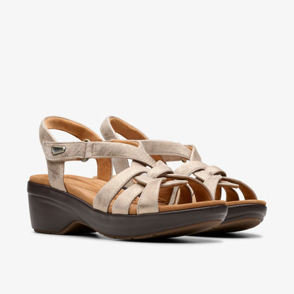 Clarks Women Tuleah Cross Metallic Leather