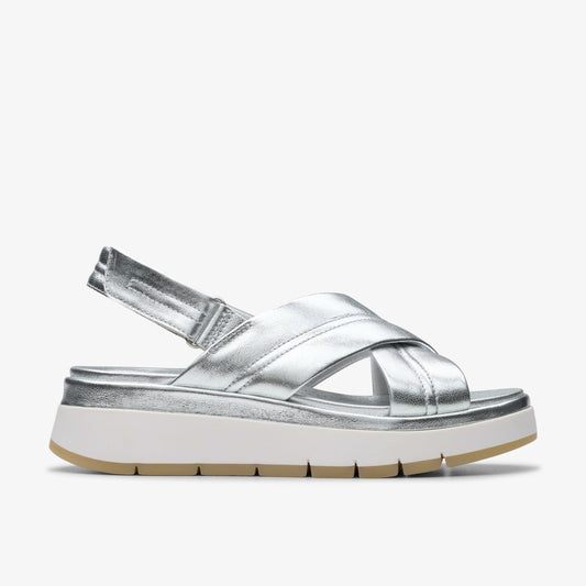 Clarks Women Tuscan Cross Silver Leather