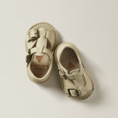 Clarks Kids Playsun RF Toddler Off White Leather