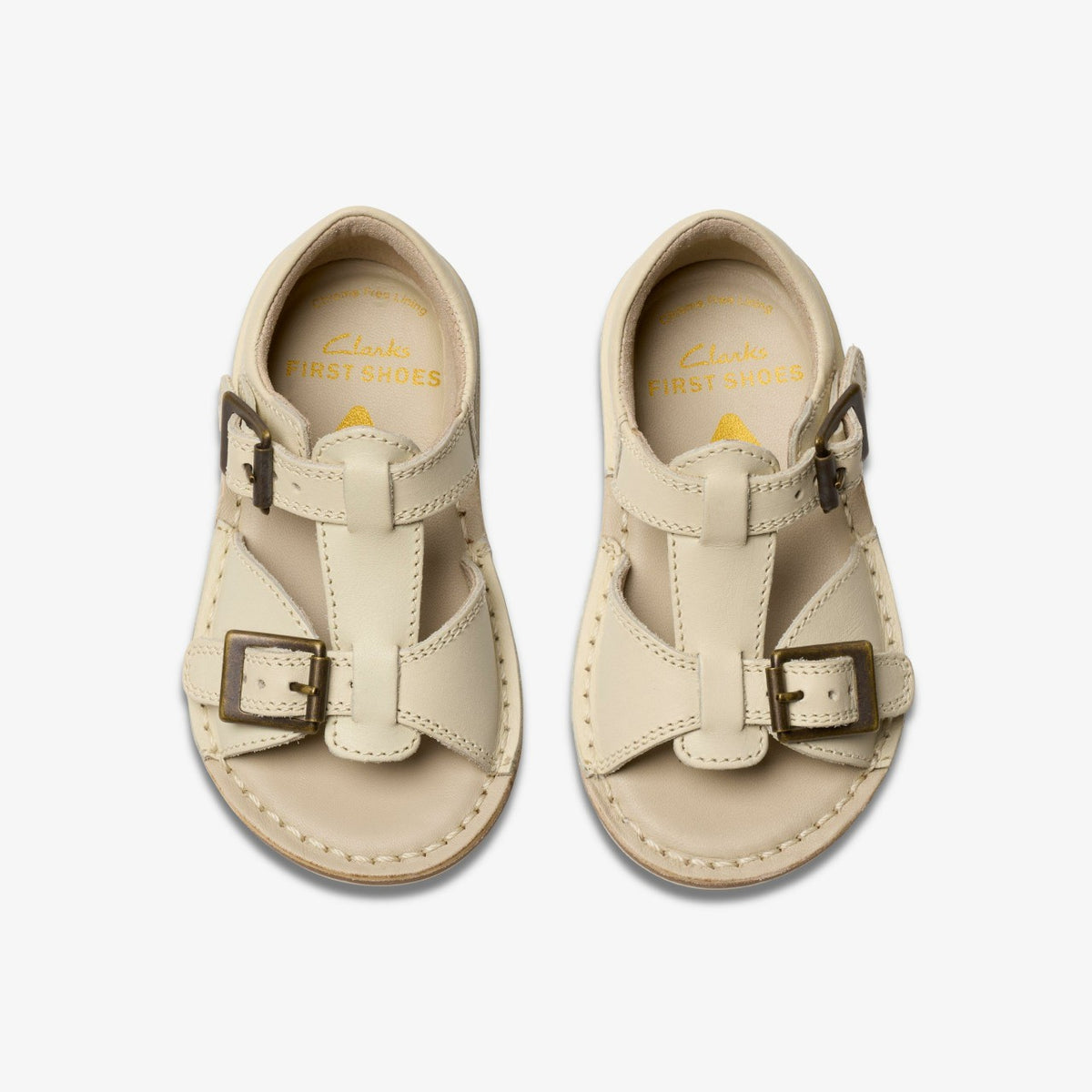 Clarks Kids Playsun RF Toddler Off White Leather