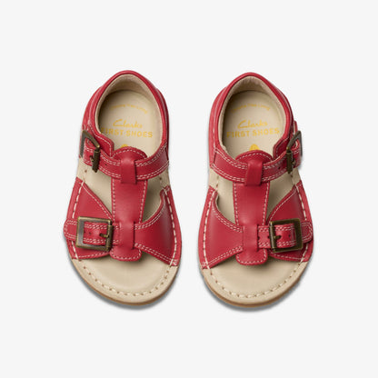 Clarks Kids Playsun Toddler Red Leather