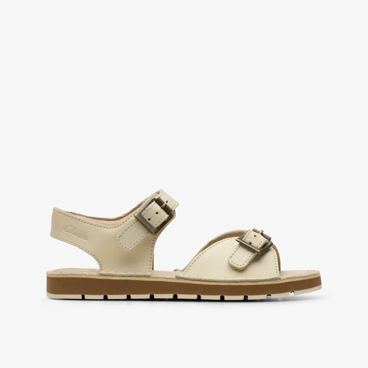 Clarks Kids Playsun Kid Off White Leather