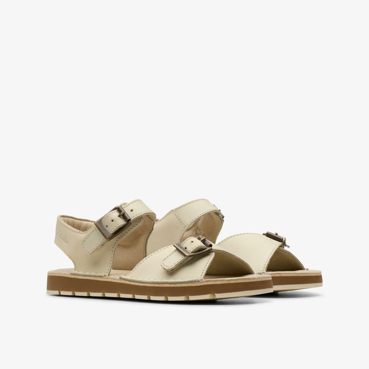 Clarks Kids Playsun Kid Off White Leather