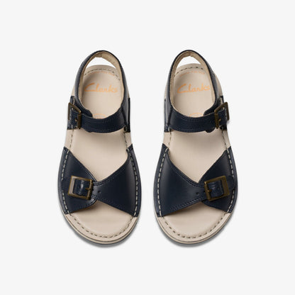 Clarks Kids Playsun Kid Navy Leather