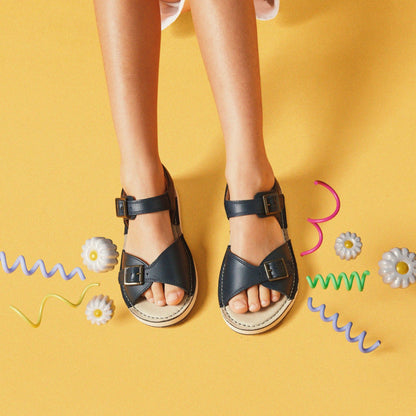 Clarks Kids Playsun Kid Navy Leather