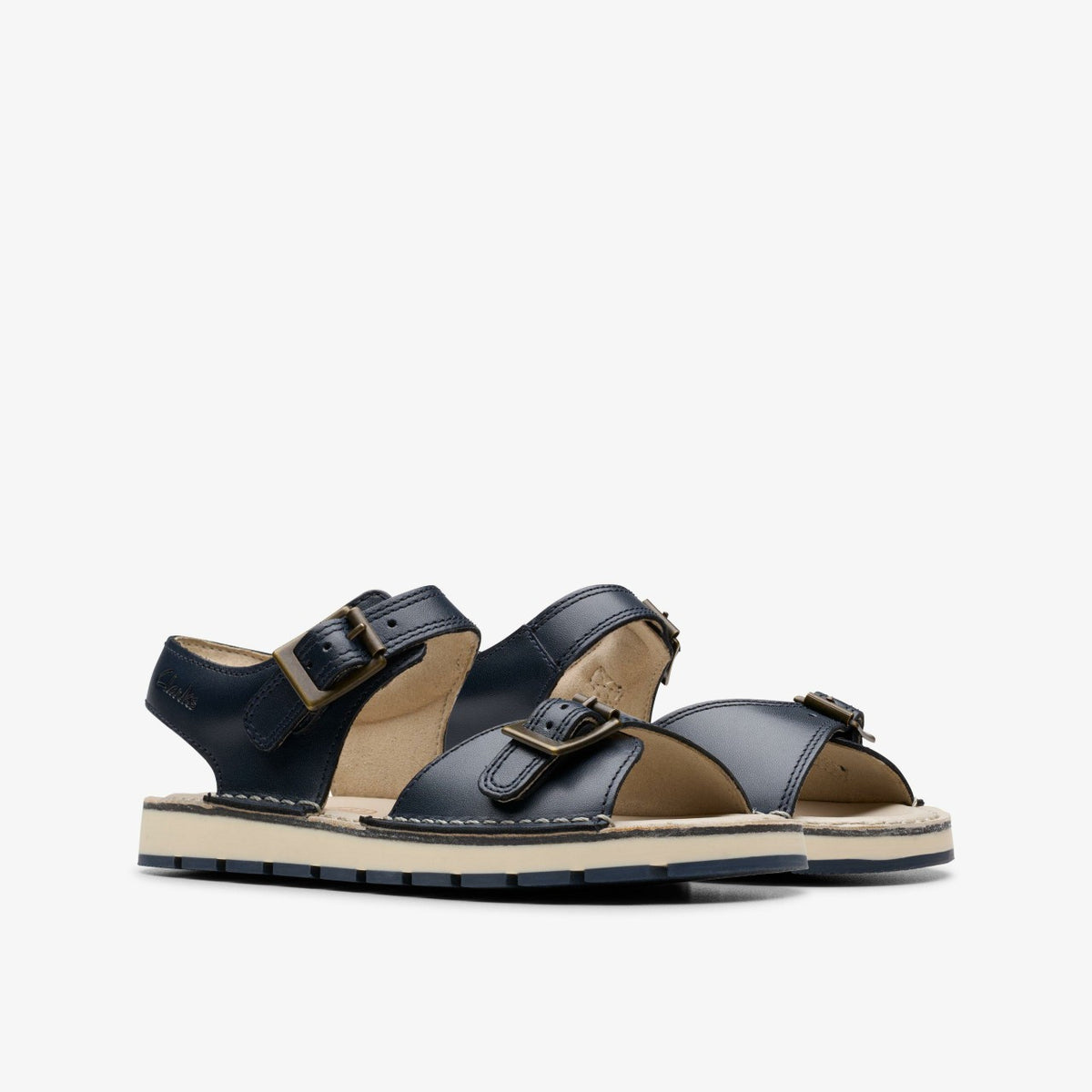 Clarks Kids Playsun Kid Navy Leather