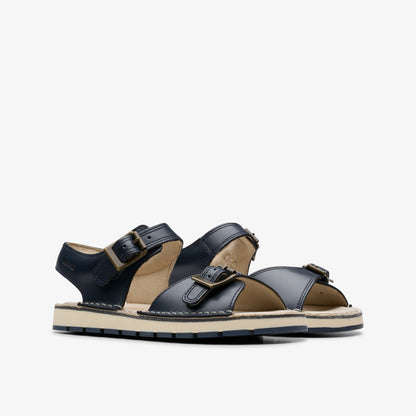 Clarks Kids Playsun Kid Navy Leather