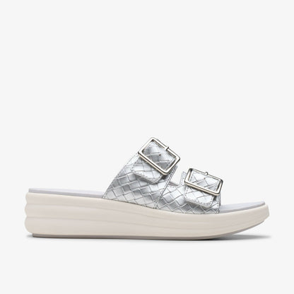 Clarks Women Drift Buckle Silver Metallic