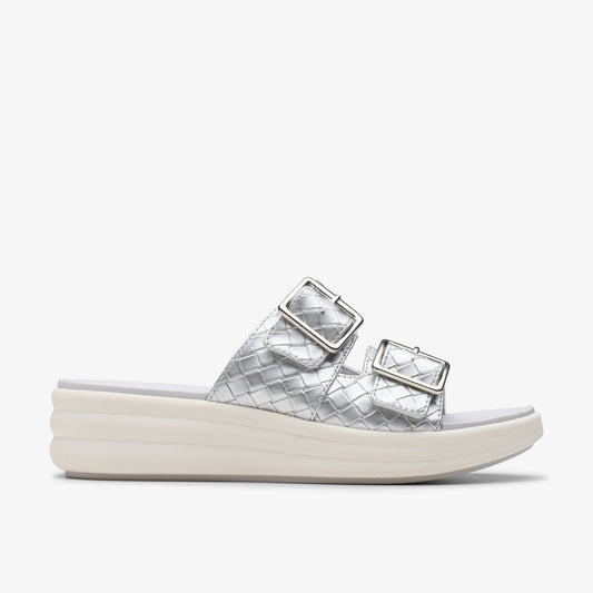 Clarks Women Drift Buckle Silver Metallic