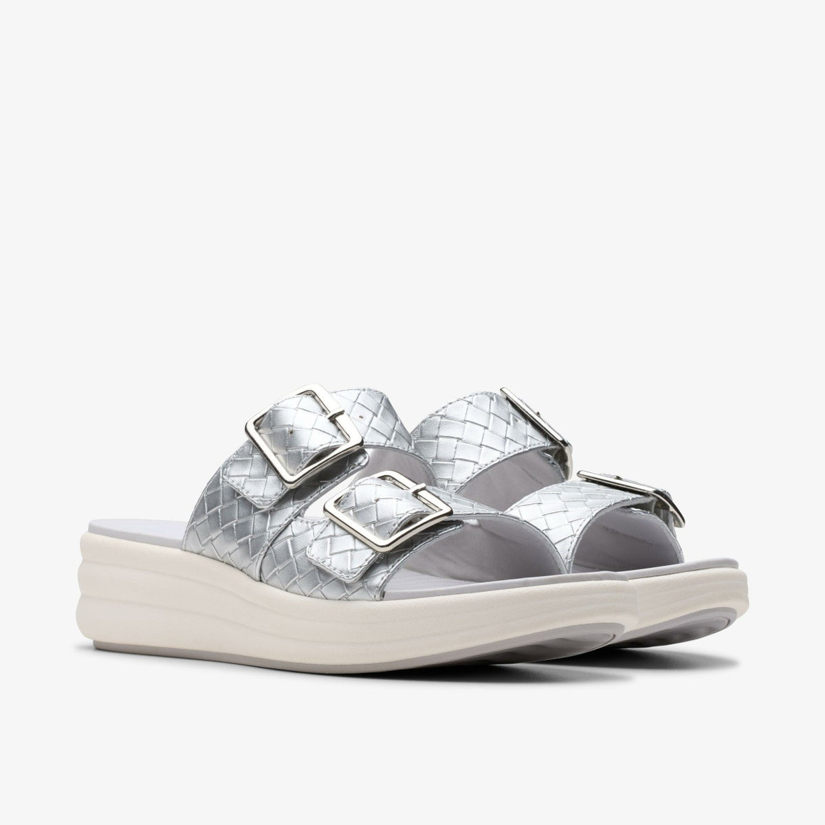 Clarks Women Drift Buckle Silver Metallic