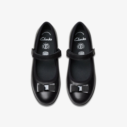 Clarks Kids Finja Tap Older Black Leather