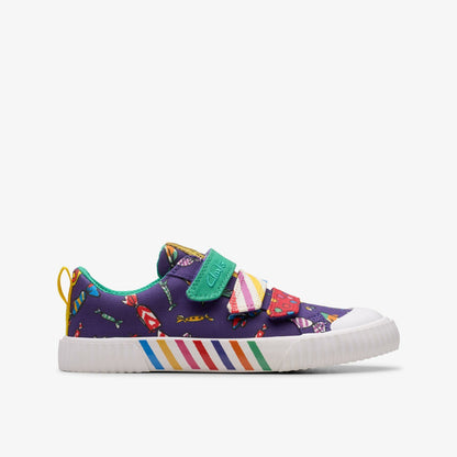 Clarks Kids Roald Dahl Charlie & the Chocolate Factory Foxing Mix Kid Purple Canvas