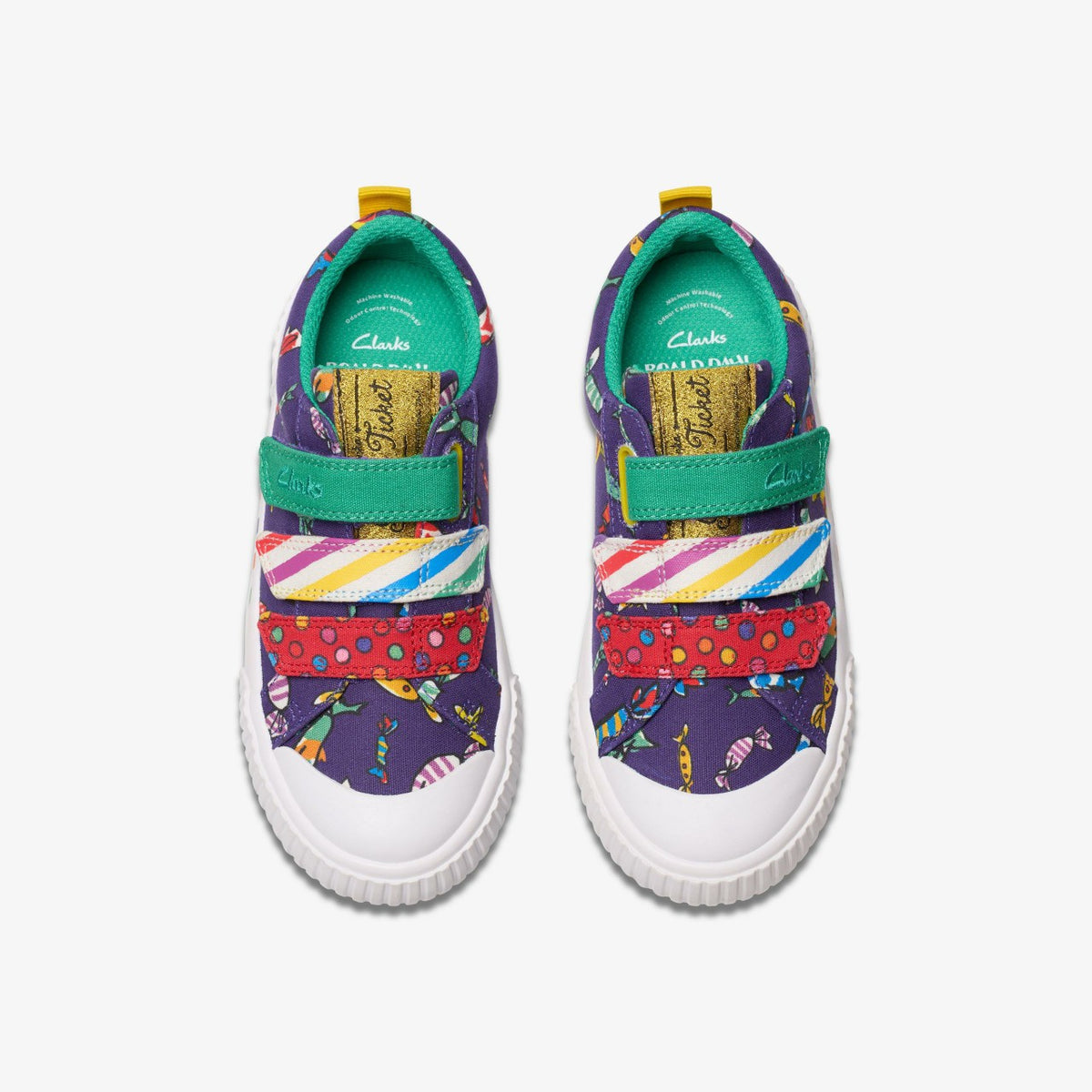 Clarks Kids Roald Dahl Charlie & the Chocolate Factory Foxing Mix Kid Purple Canvas