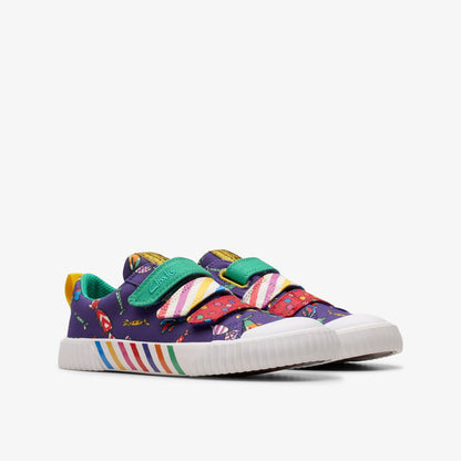 Clarks Kids Roald Dahl Charlie & the Chocolate Factory Foxing Mix Kid Purple Canvas