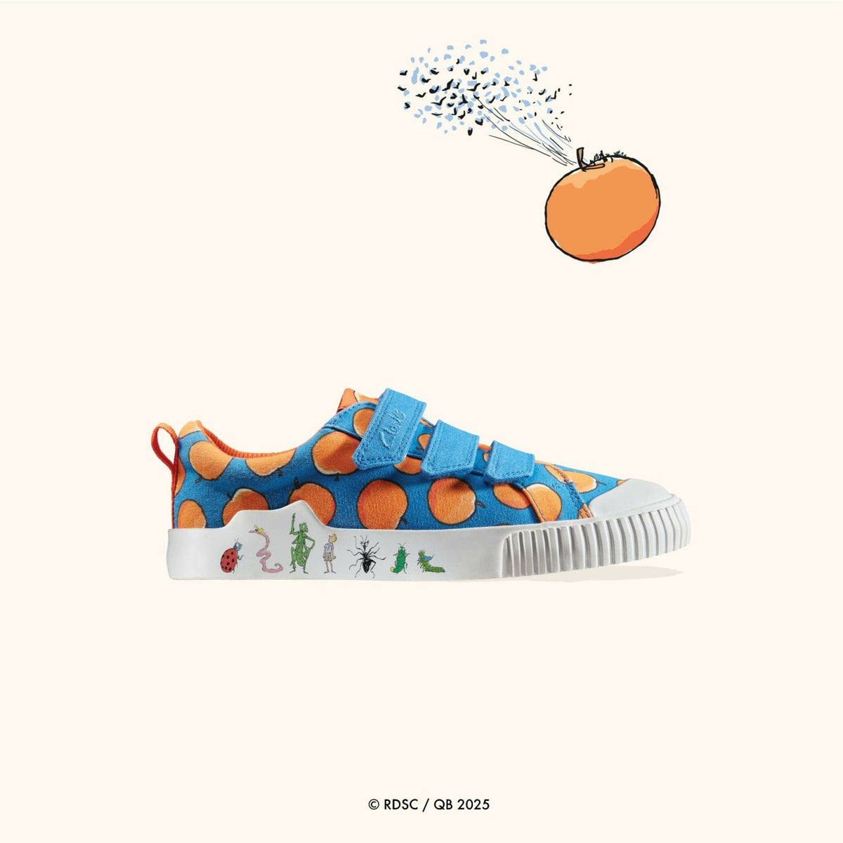 Clarks Kids Roald Dahl James & the Giant Peach Foxing Air Kid Blue Canvas