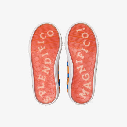 Clarks Kids Roald Dahl James & the Giant Peach Foxing Air Kid Blue Canvas