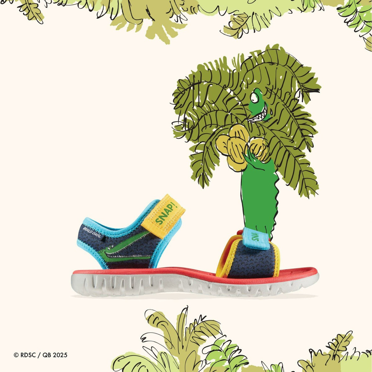 Clarks Kids Roald Dahl The Enormous Crocodile Surfing Ace Kid Navy Print