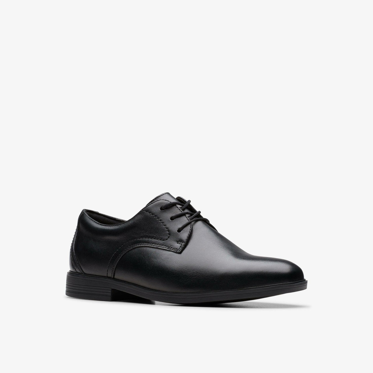Clarks Kids Jonwin Step Youth Black Leather