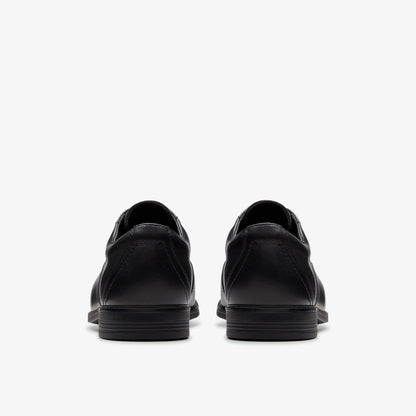 Clarks Kids Jonwin Step Youth Black Leather