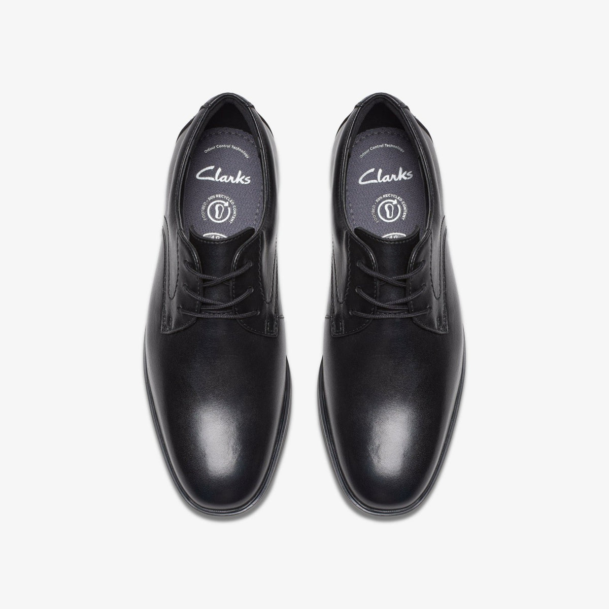 Clarks Kids Jonwin Step Youth Black Leather