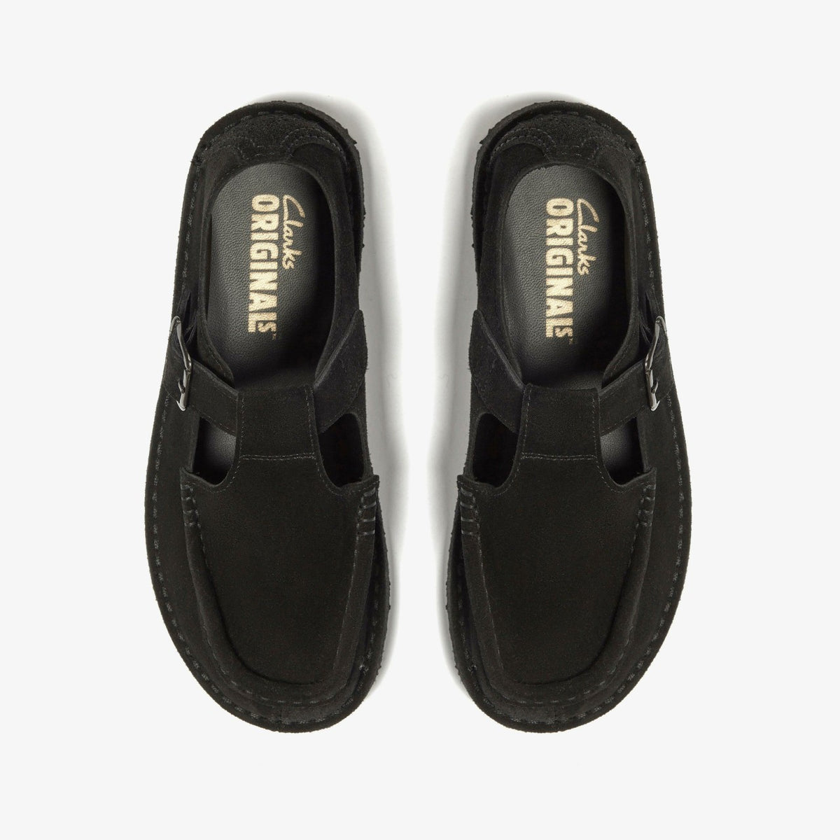 Clarks Men Nomad T Bar Black Suede