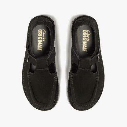 Clarks Men Nomad T Bar Black Suede