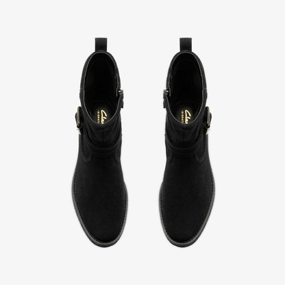 Clarks Women Nella Mid Black Suede