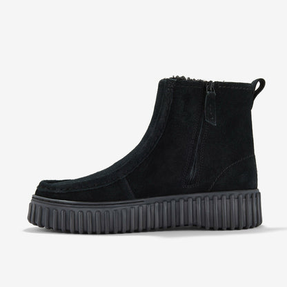 Clarks Women Torhill Cozy Black Warmlined Suede