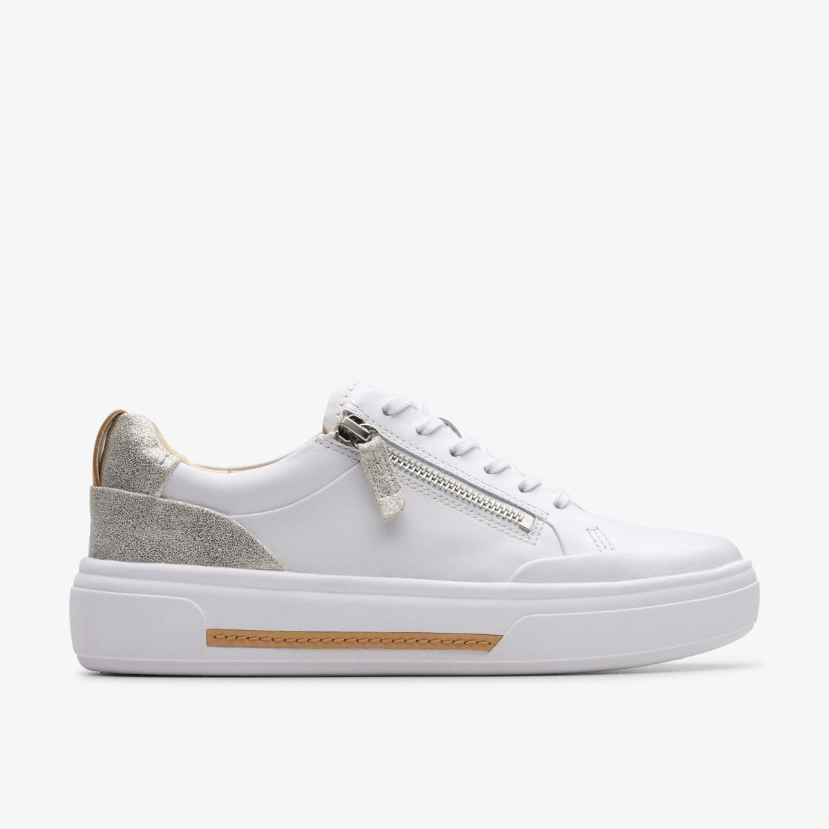 Clarks Women Hollyhock Zip Silver Combination Leather