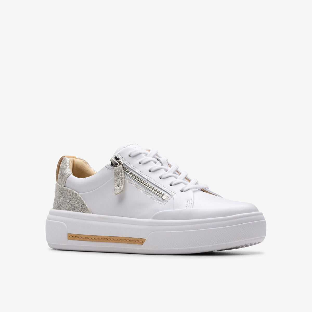 Clarks Women Hollyhock Zip Silver Combination Leather
