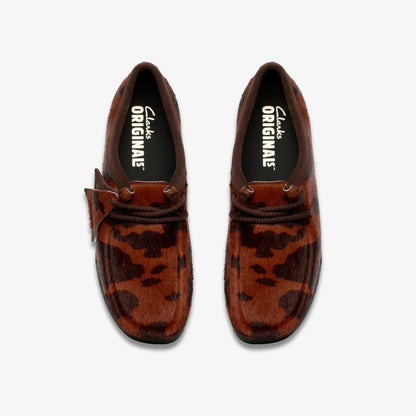Clarks Women Wallabee Brown Cow Print