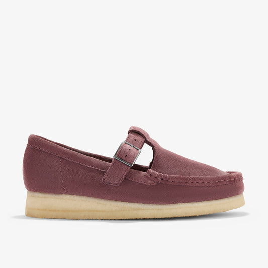 Clarks Women Wallabee T Bar Rose Brown Suede