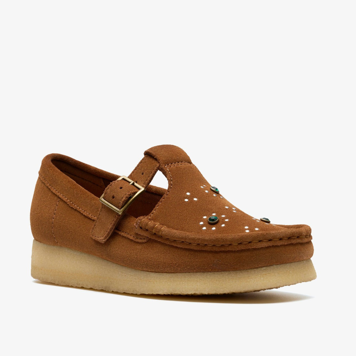 Clarks Women Wallabee T Bar Brown/Orange Suede