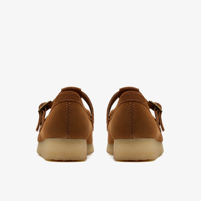 Clarks Women Wallabee T Bar Brown/Orange Suede