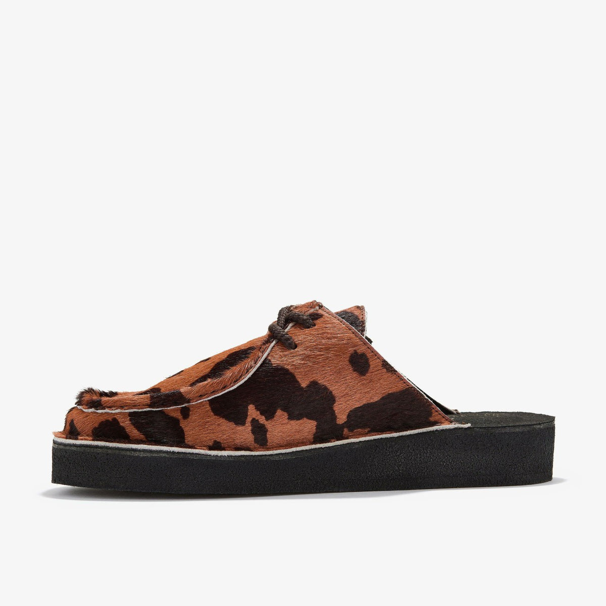 Clarks Women Desert Nomad Mule Brown Cow Print