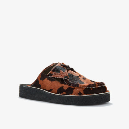 Clarks Women Desert Nomad Mule Brown Cow Print