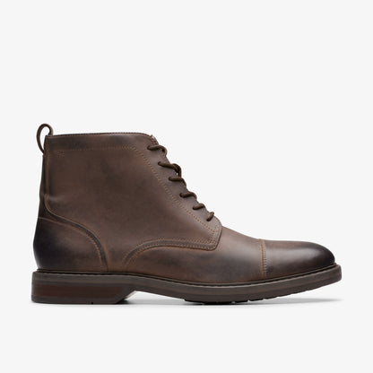 Clarks Men Aldwin Cap Brown Leather