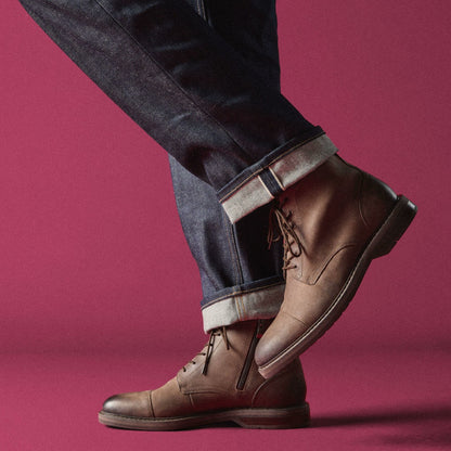 Clarks Men Aldwin Cap Brown Leather