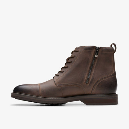 Clarks Men Aldwin Cap Brown Leather
