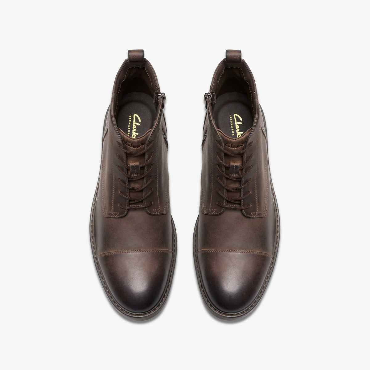 Clarks Men Aldwin Cap Brown Leather