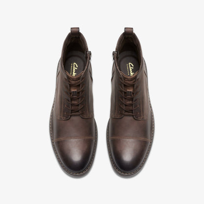 Clarks Men Aldwin Cap Brown Leather