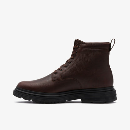 Clarks Men Badbury Hi Waterproof Brown Warmlined Leather