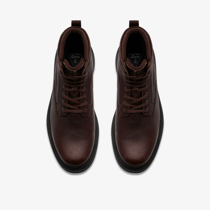 Clarks Men Badbury Hi Waterproof Brown Warmlined Leather