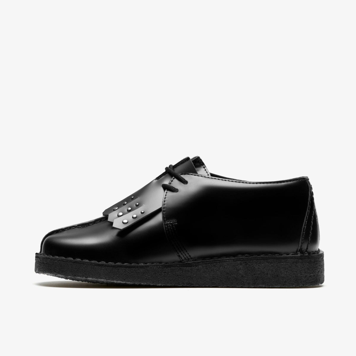 Clarks Women Desert Trek Black Hi Shine Leather