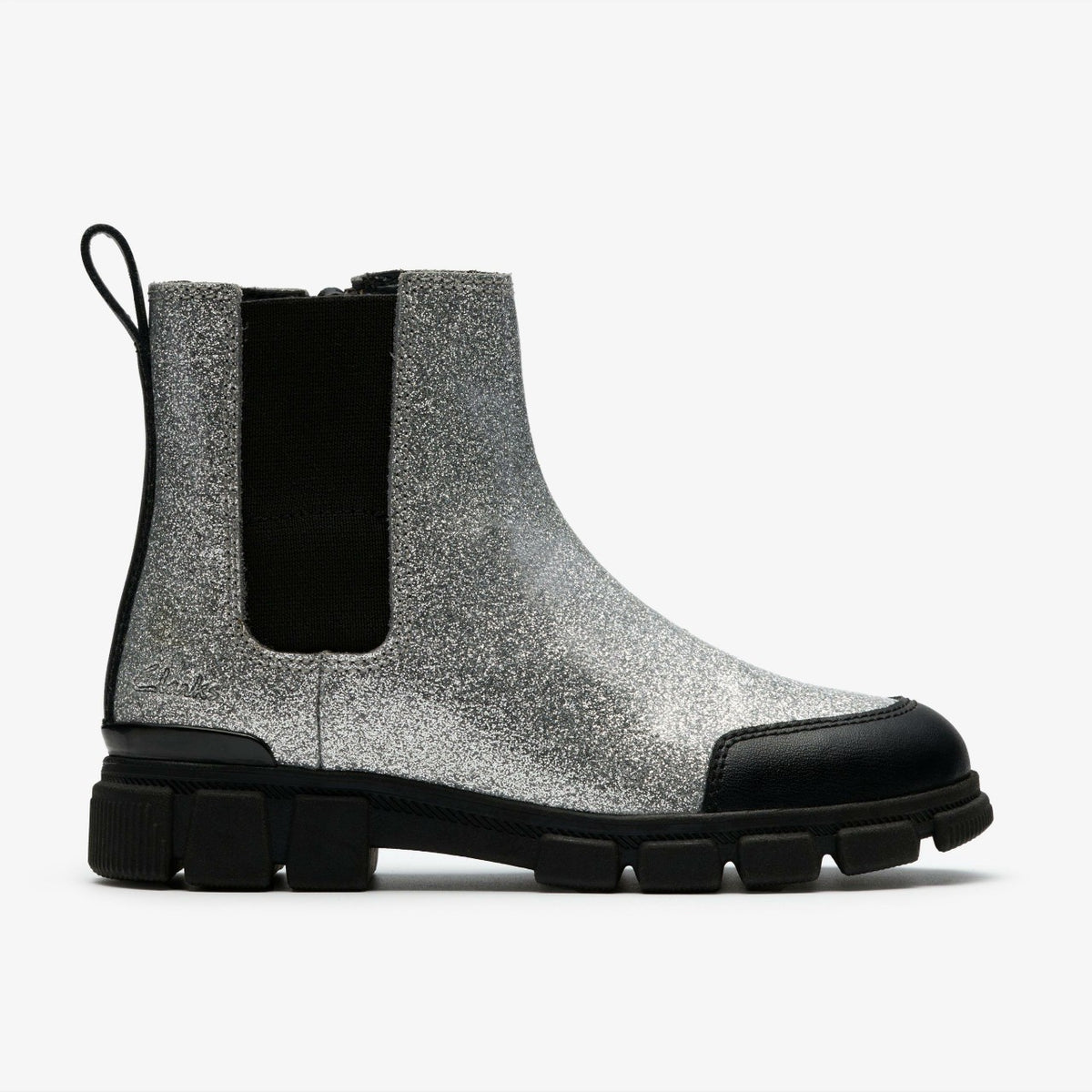 Clarks Kids Evyn Chelsea Kid Silver Patent