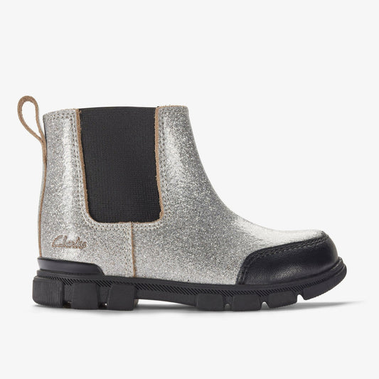 Clarks Kids Evyn Chelsea Toddler Silver Patent
