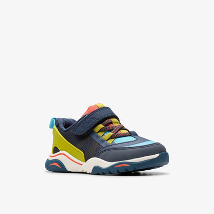 Clarks Kids Feather Track Toddler Navy Combination