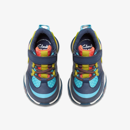 Clarks Kids Feather Track Toddler Navy Combination