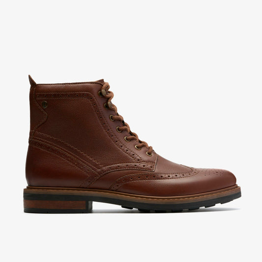 Clarks Men Newford Lace Boot Mid Tan Leather
